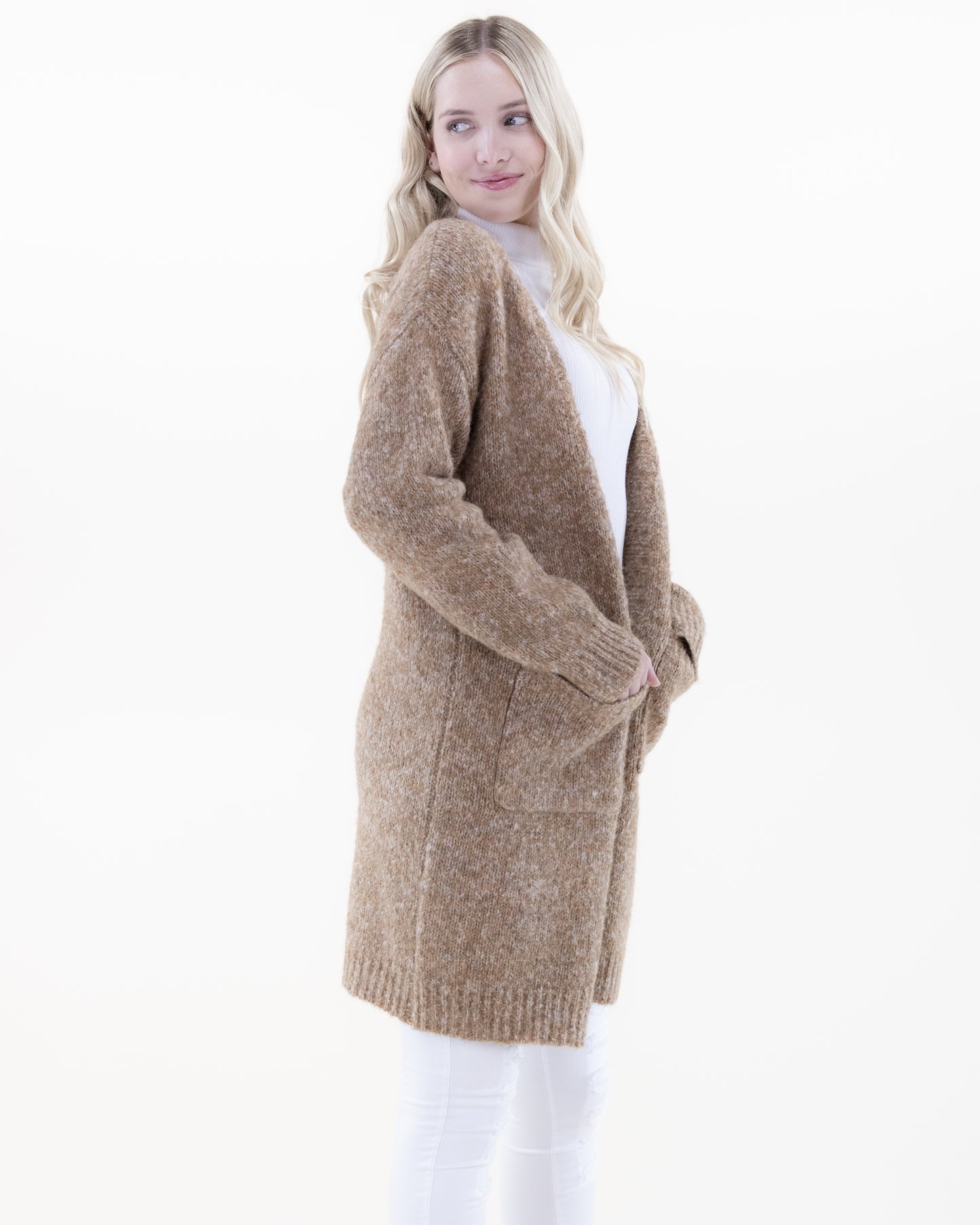 Fuzzy Yarn Comfy Cardigan w/ Front Pockets