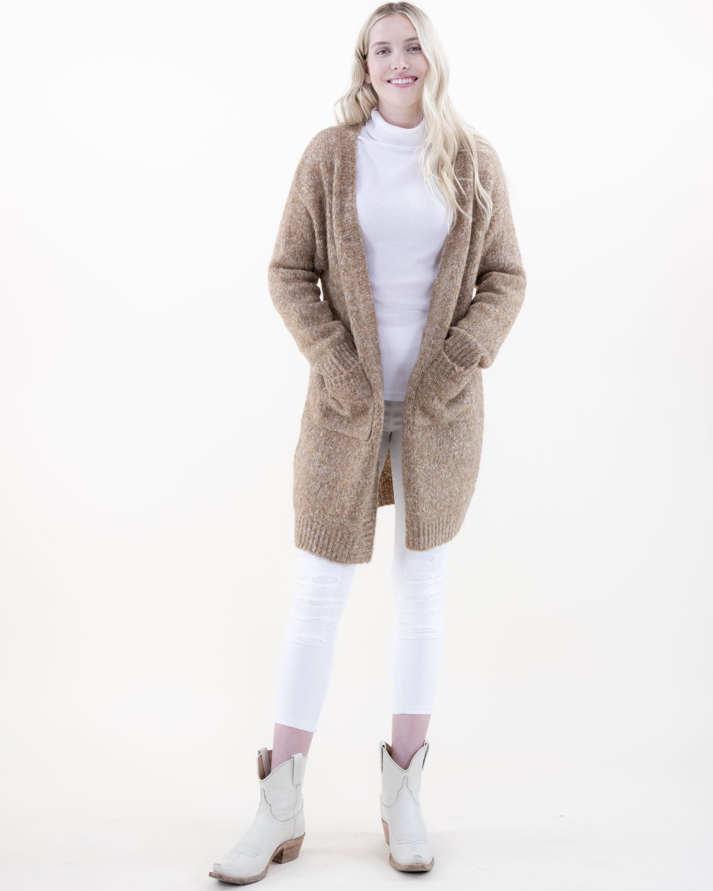 Fuzzy Yarn Comfy Cardigan w/ Front Pockets
