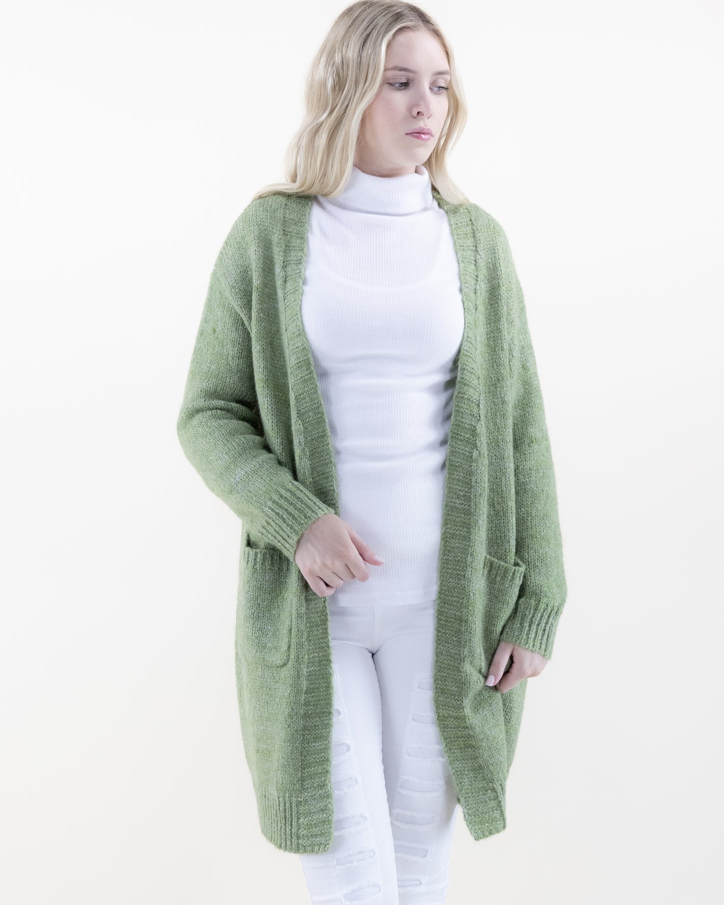 Fuzzy Yarn Comfy Cardigan w/ Front Pockets