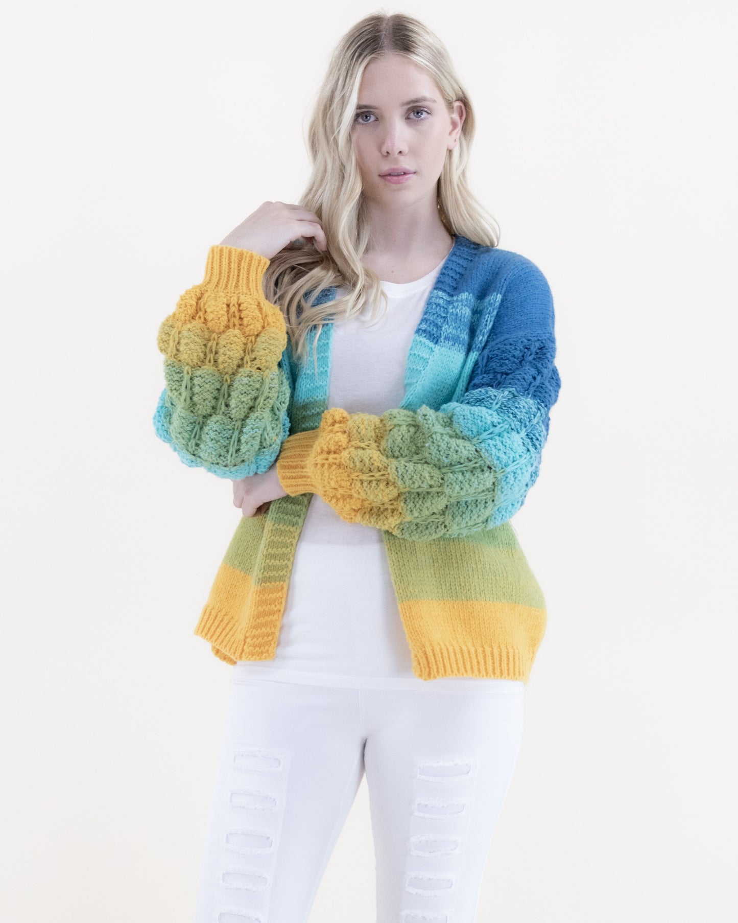 Scales Pattern Gradient Comfy Cardigan
