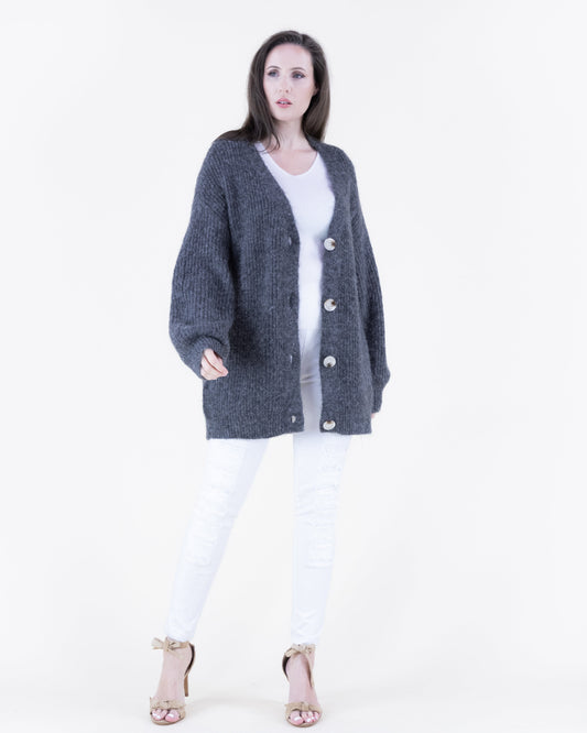 Heathered Wool Blend Oversized Cardigan