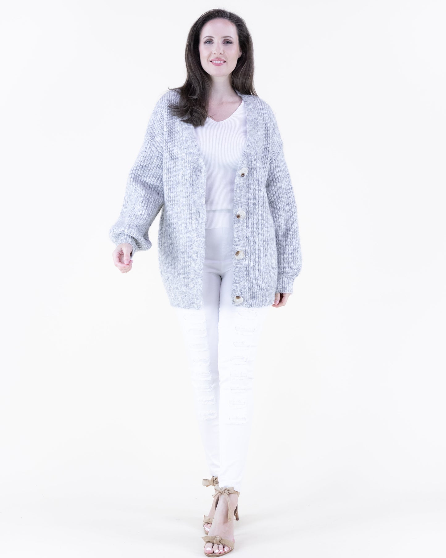 Heathered Wool Blend Oversized Cardigan