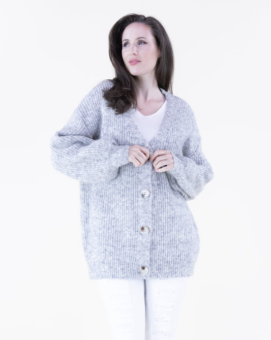 Heathered Wool Blend Oversized Cardigan