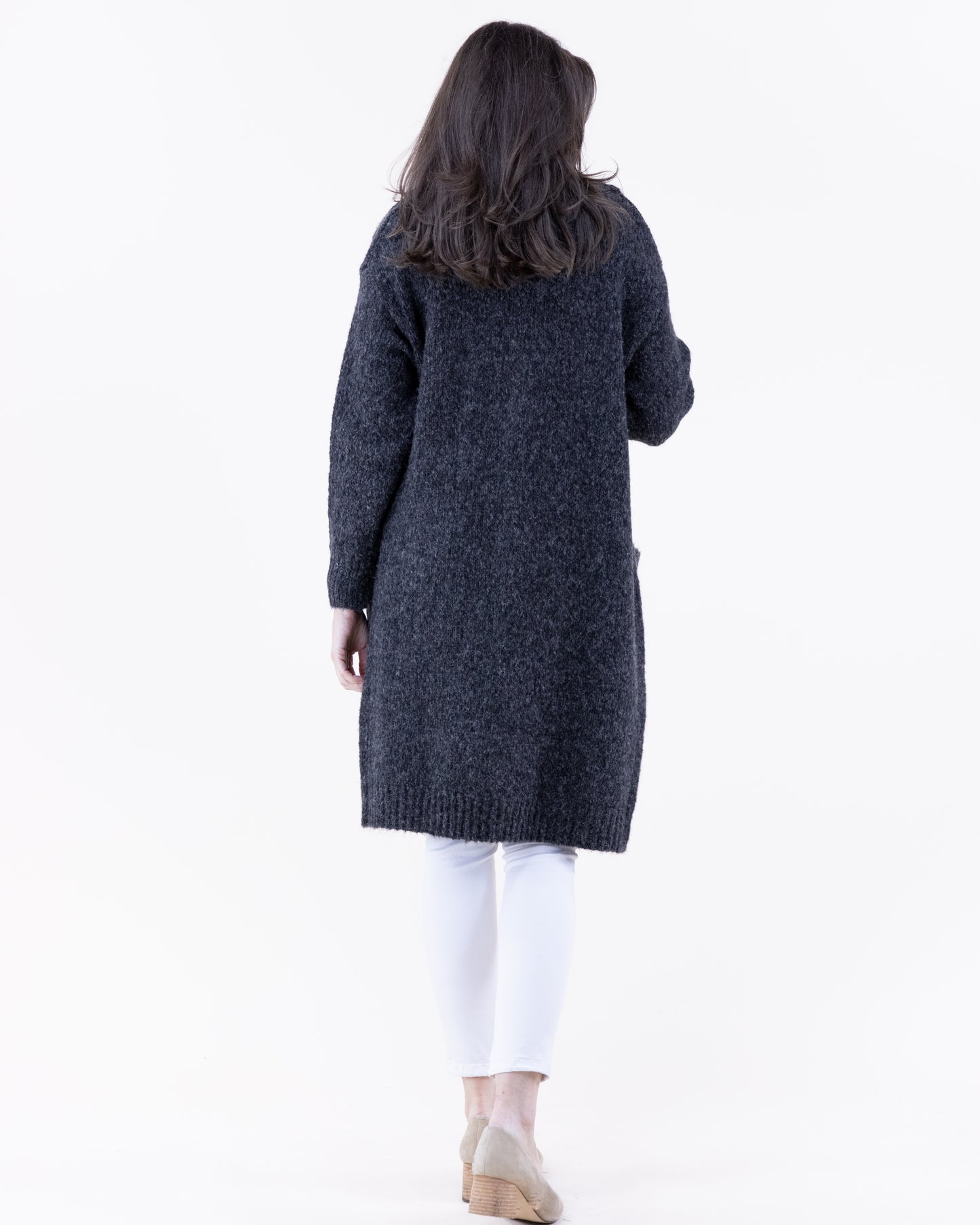 Ribbed Notch Lapel Heather Coatigan - (S/M, L/XL)