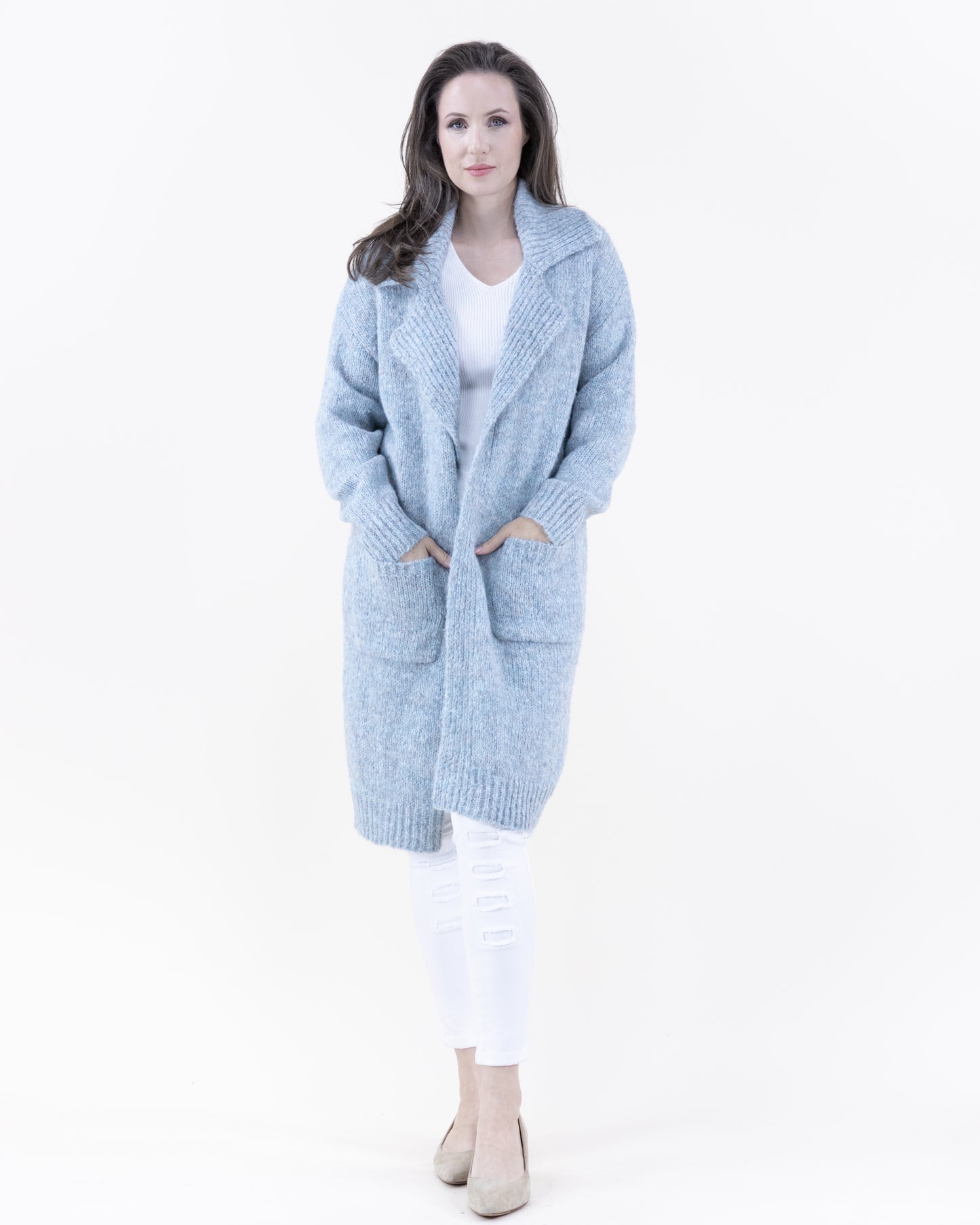 Ribbed Notch Lapel Heather Coatigan - (S/M, L/XL)
