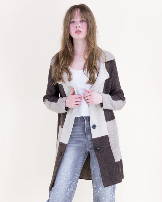 Softest Heather Color Blocked Coatigan Buttons