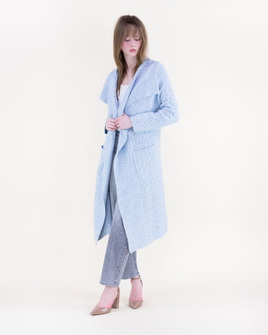 Shawl Collar Cable Stitch Lounge Coatigan