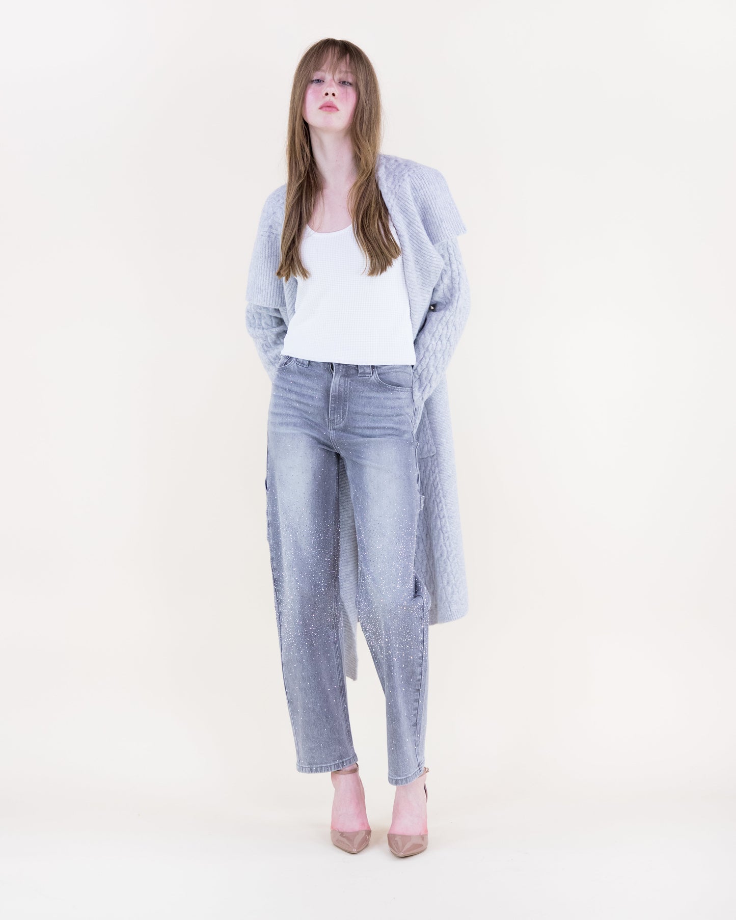 Shawl Collar Cable Stitch Lounge Coatigan