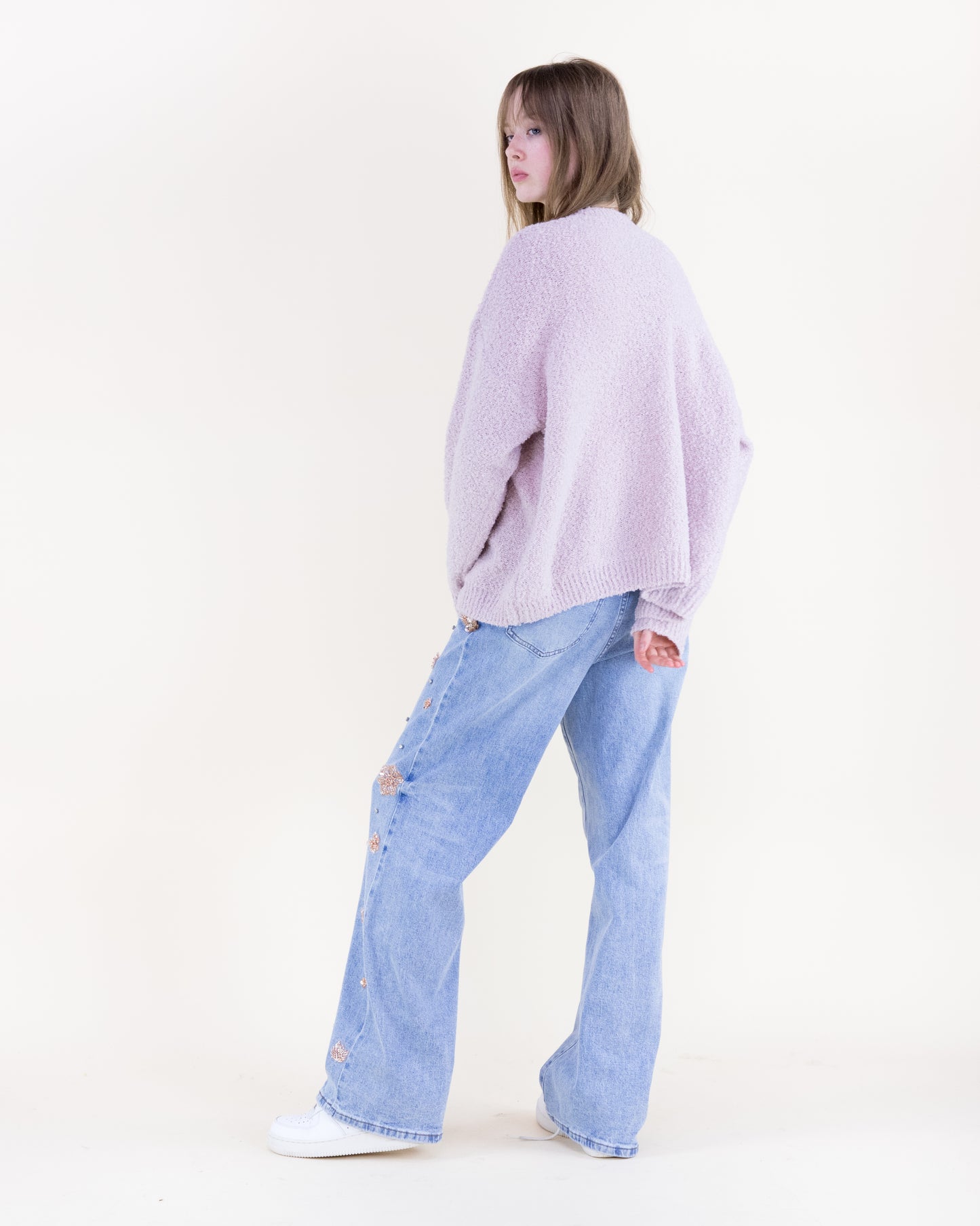 Boucle Knitted Flowers Cardigan - (S/M, L/XL)