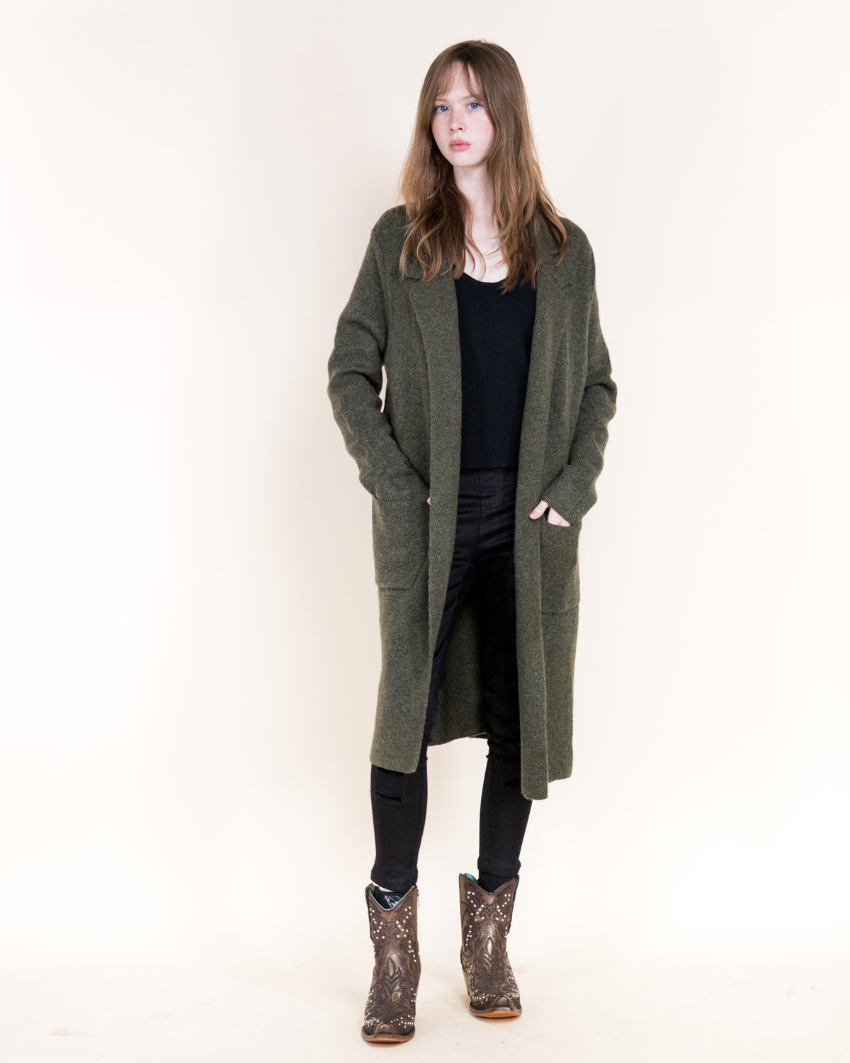 Casa Soft Tailored Back Center Seam Heathered Coatigan