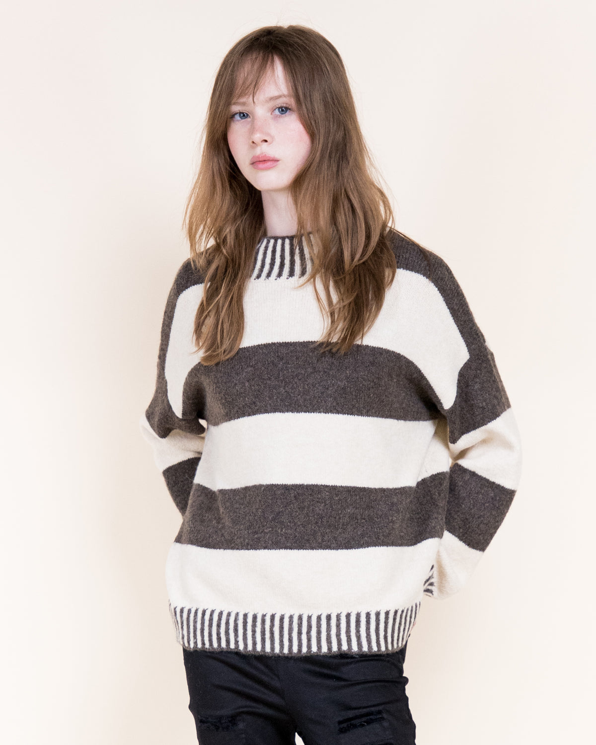 Wide Breton Stripes Weekend Pullover Sweater