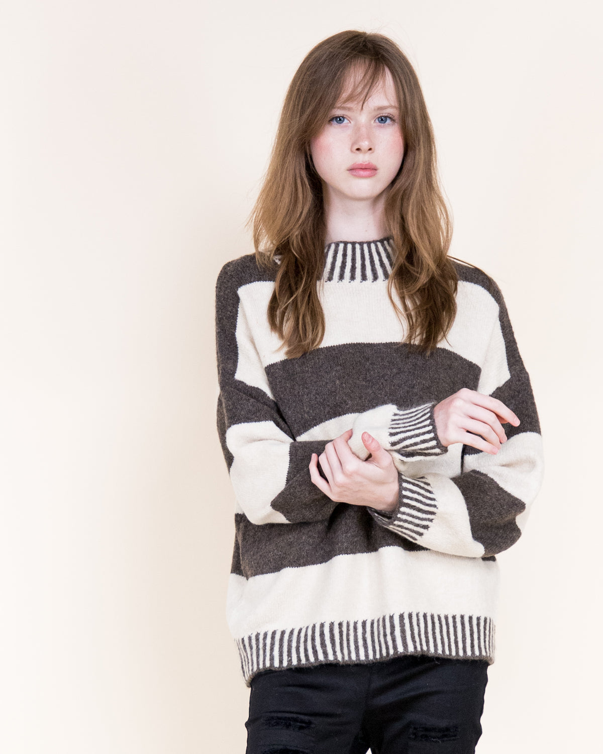 Wide Breton Stripes Weekend Pullover Sweater