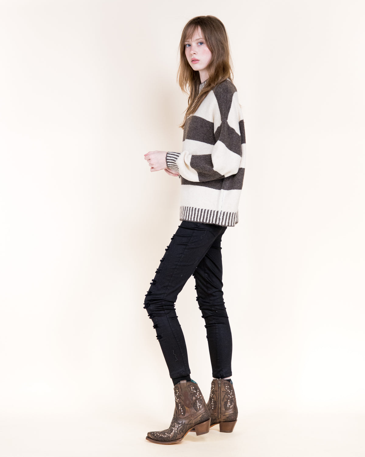 Wide Breton Stripes Weekend Pullover Sweater