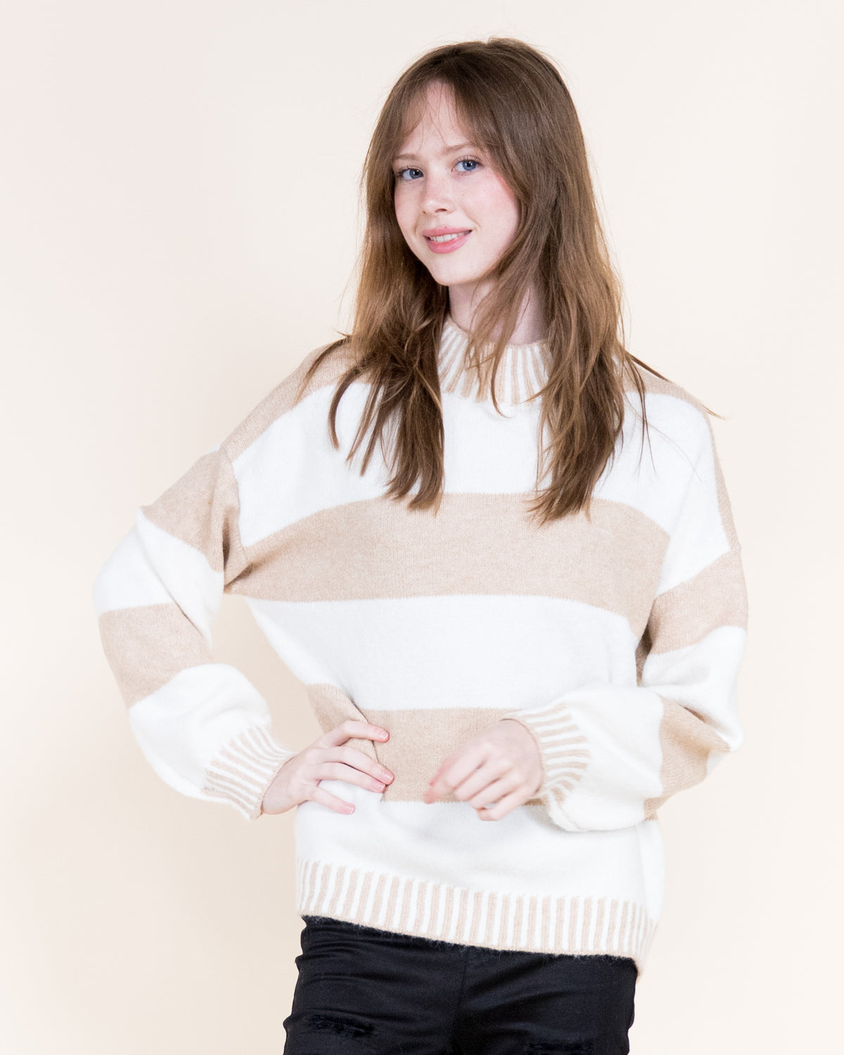 Wide Breton Stripes Weekend Pullover Sweater