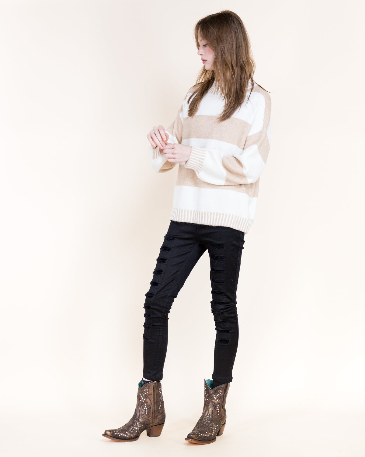 Wide Breton Stripes Weekend Pullover Sweater