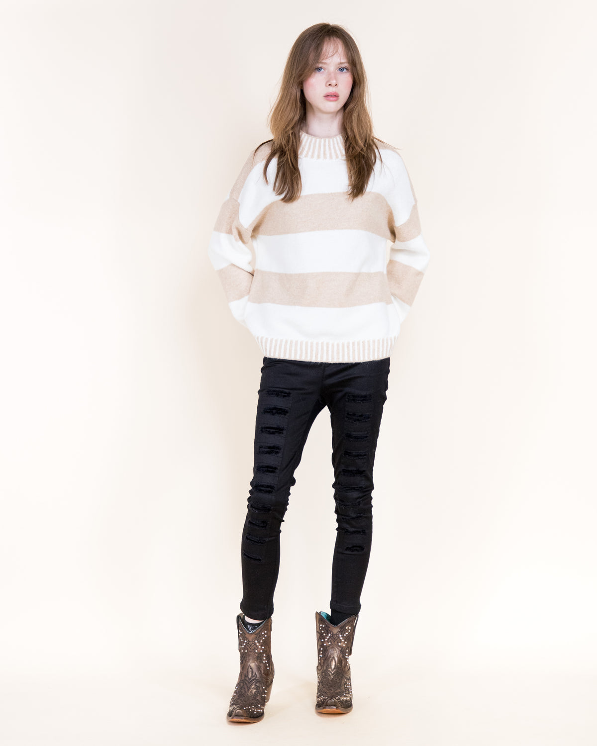 Wide Breton Stripes Weekend Pullover Sweater