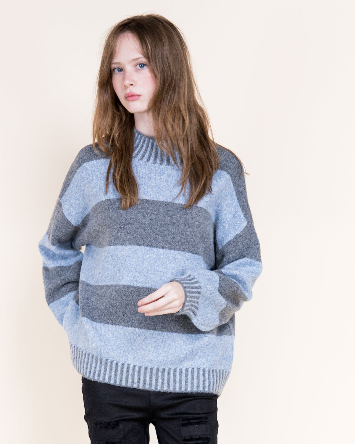 Wide Breton Stripes Weekend Pullover Sweater