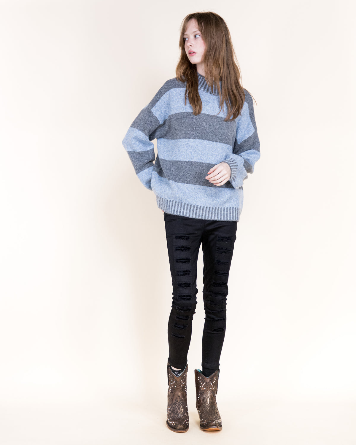 Wide Breton Stripes Weekend Pullover Sweater