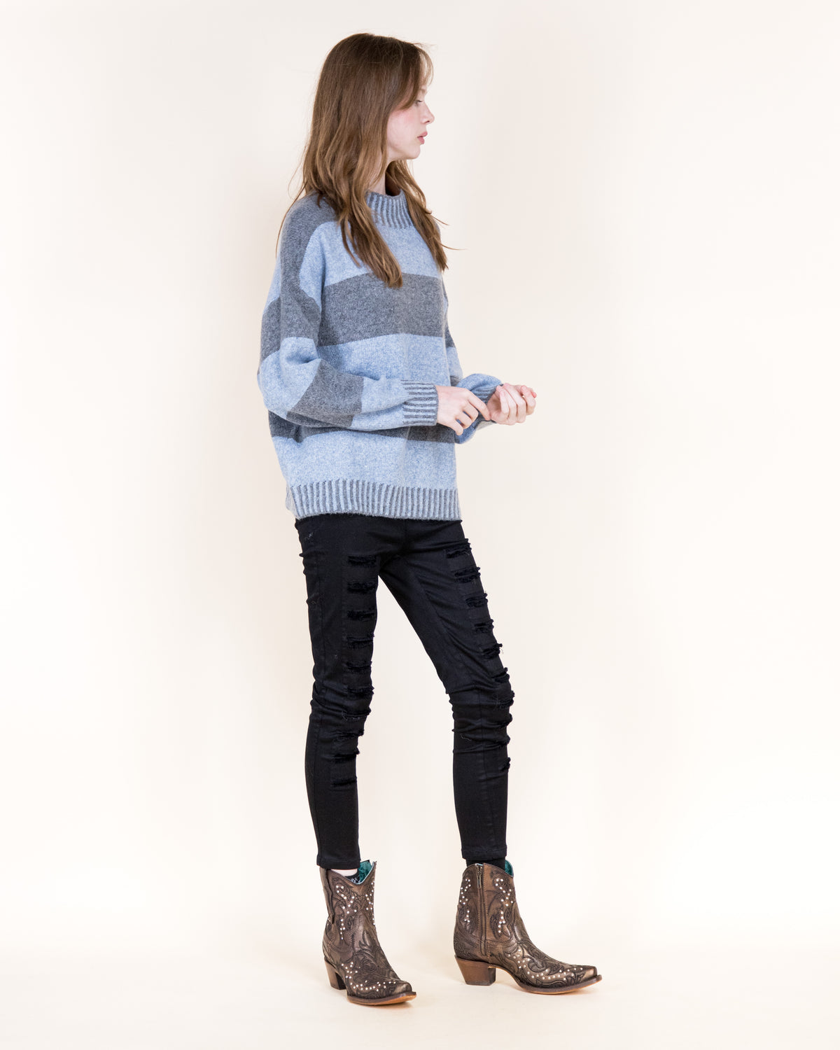 Wide Breton Stripes Weekend Pullover Sweater
