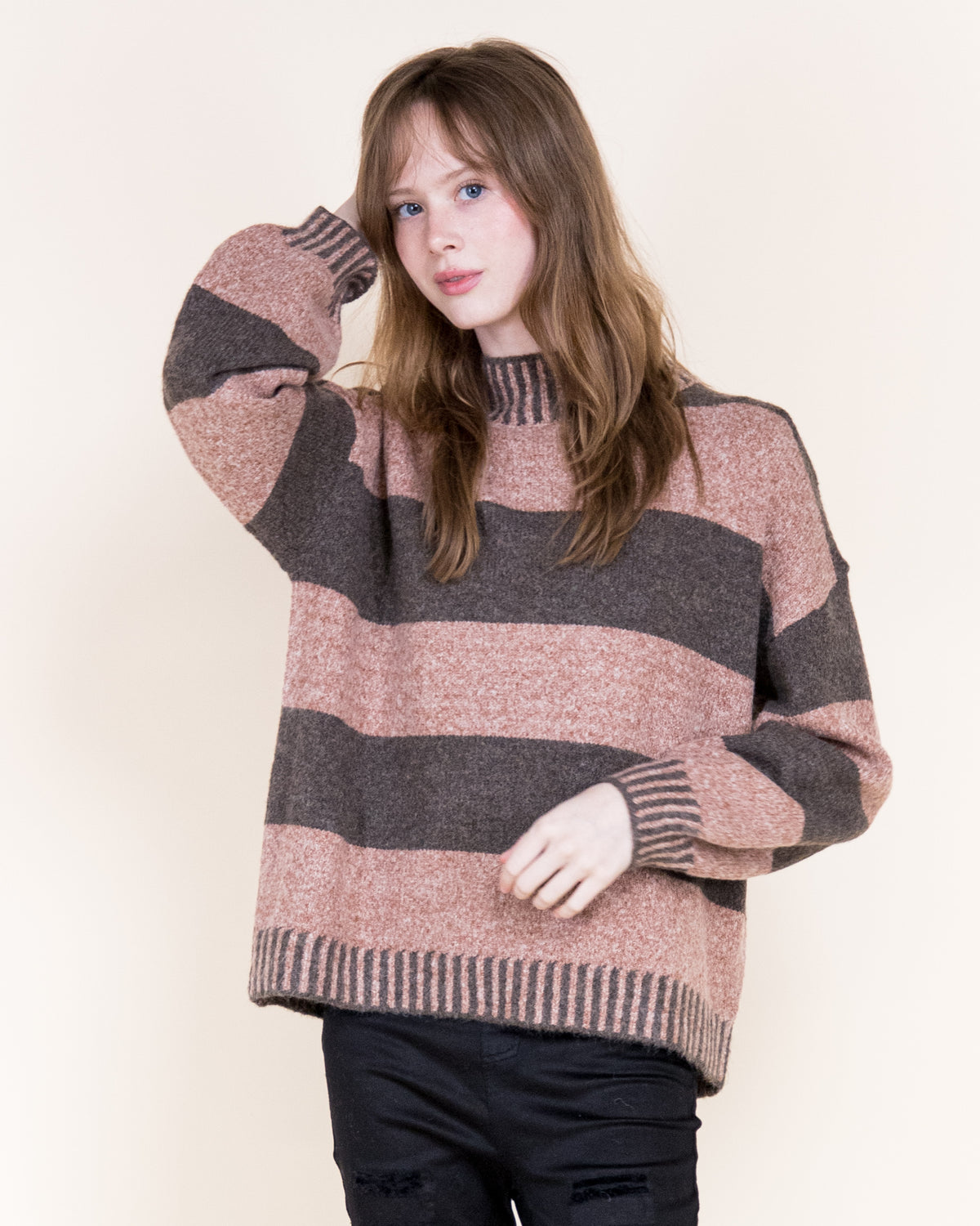 Wide Breton Stripes Weekend Pullover Sweater