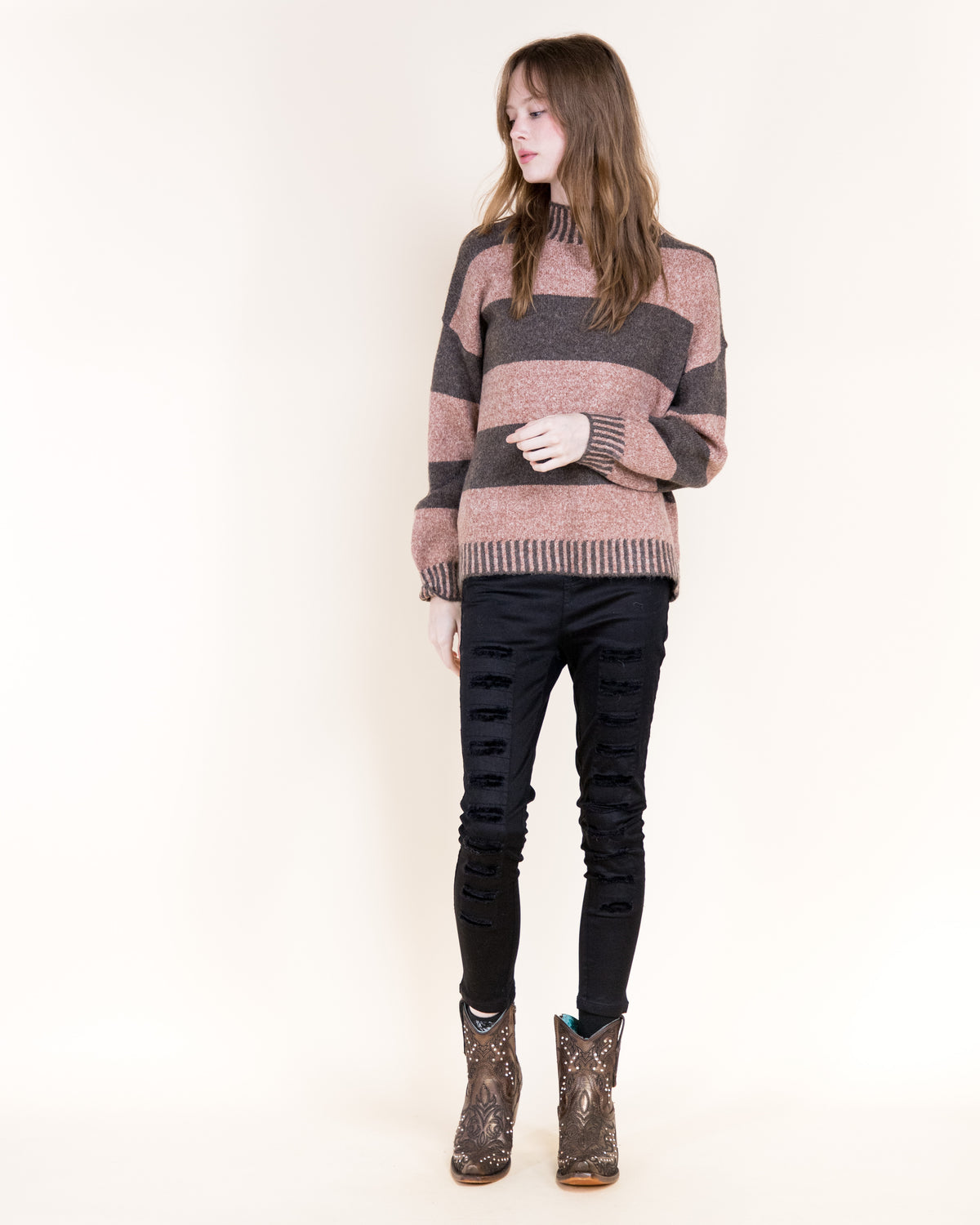 Wide Breton Stripes Weekend Pullover Sweater