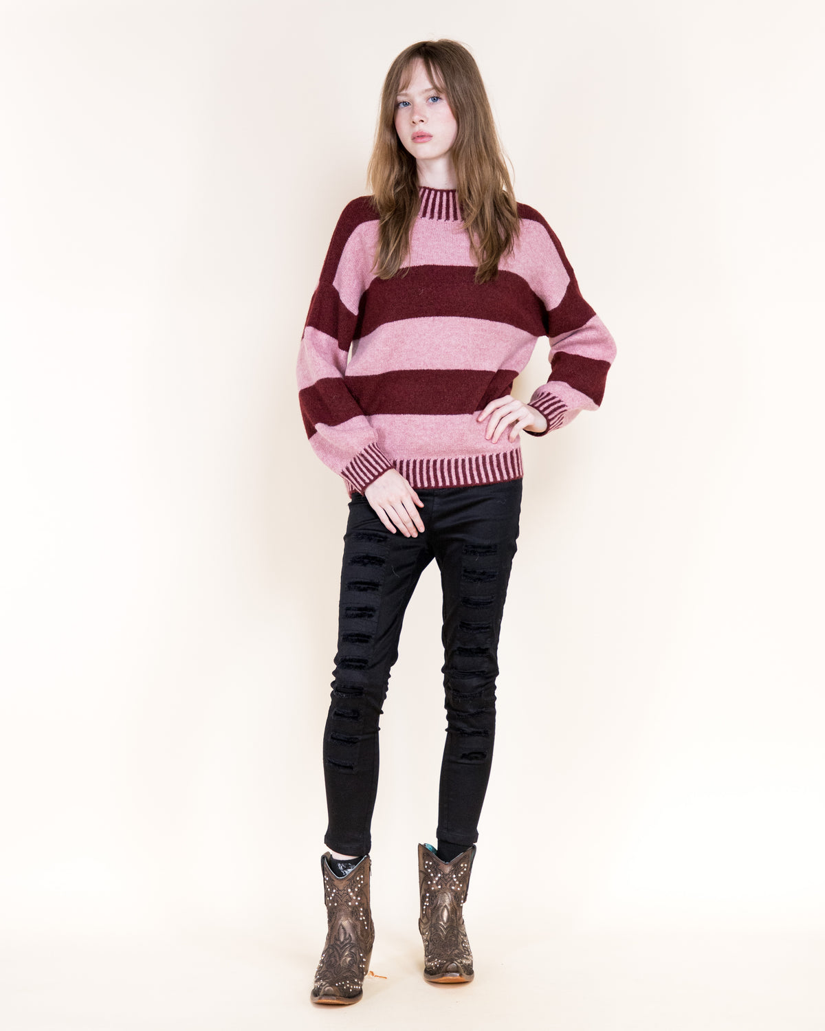 Wide Breton Stripes Weekend Pullover Sweater