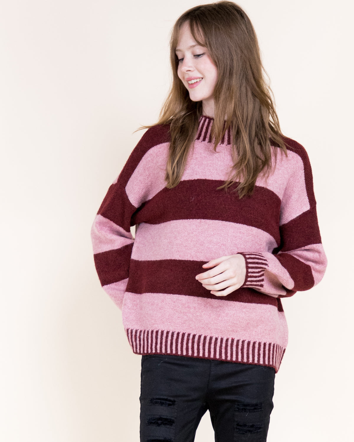 Wide Breton Stripes Weekend Pullover Sweater