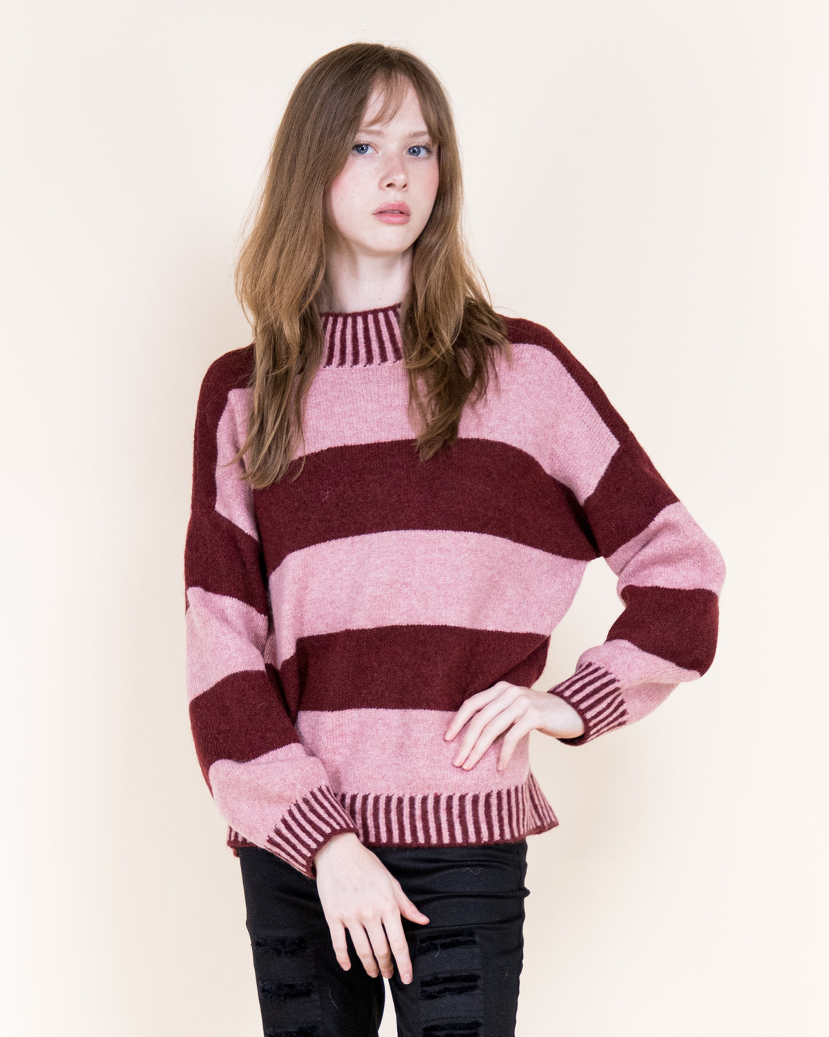 Wide Breton Stripes Weekend Pullover Sweater