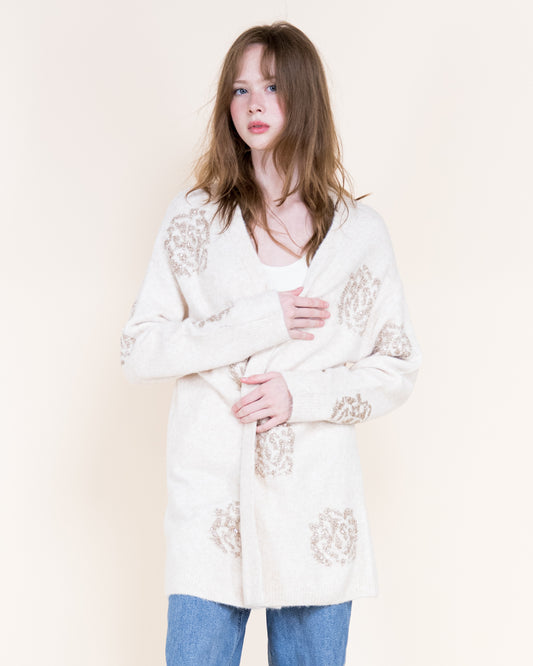 Glistening Floral Sequin Open Cardigan