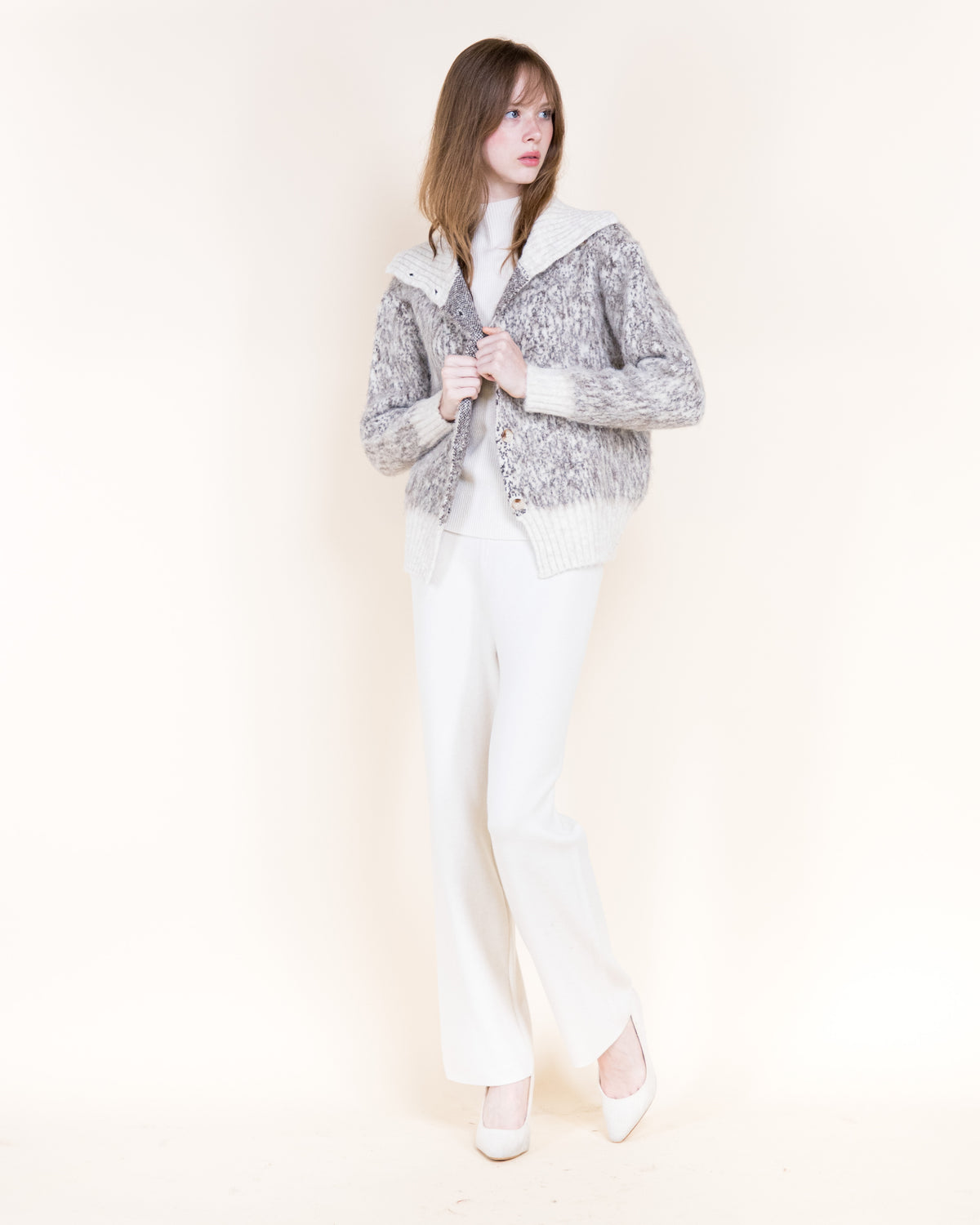 Artic Wool Blend Polo Collar Button Cardigan