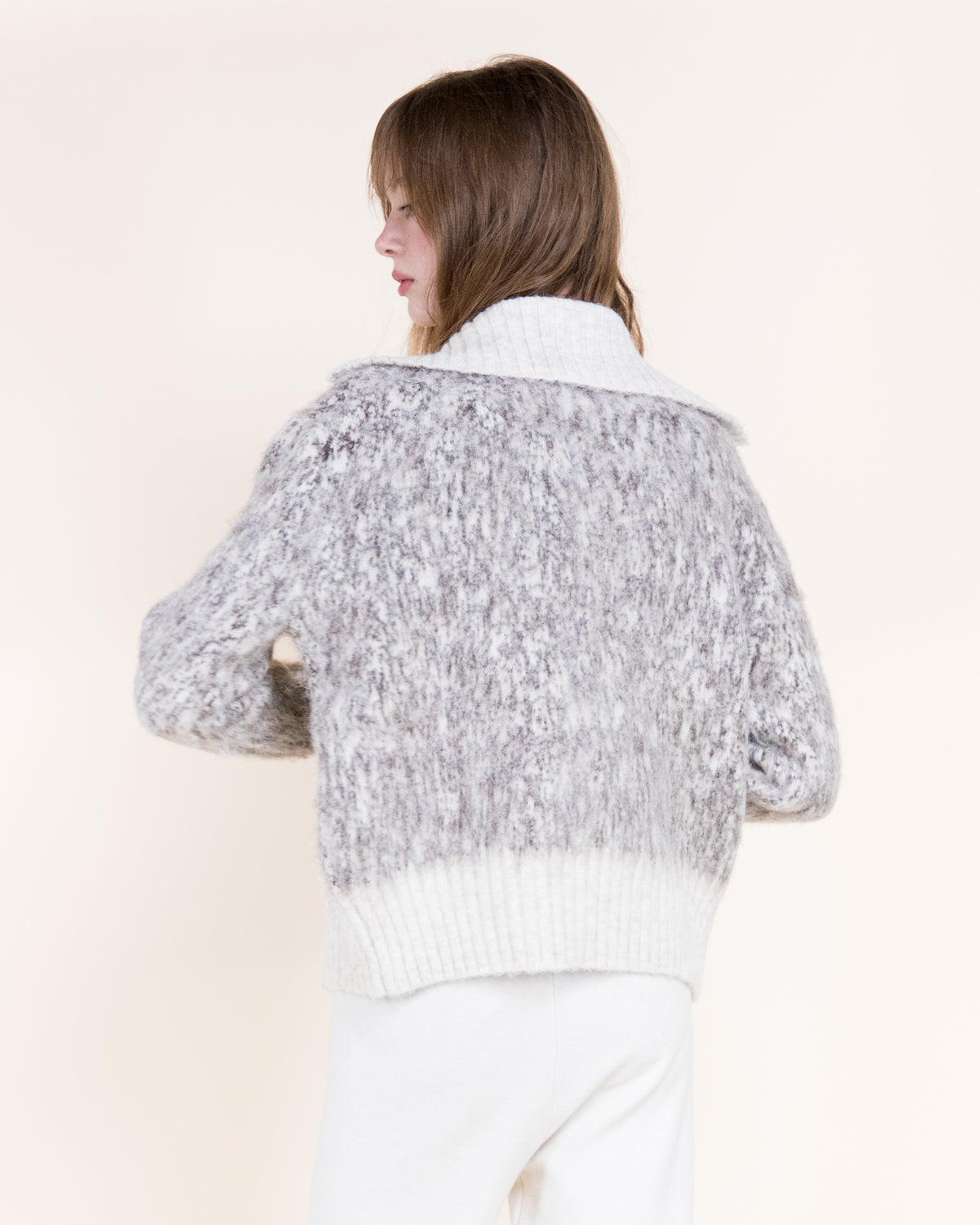 Artic Wool Blend Polo Collar Button Cardigan