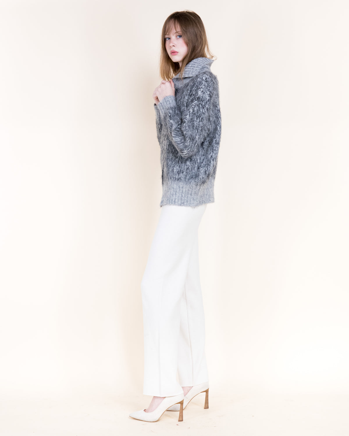 Artic Wool Blend Polo Collar Button Cardigan