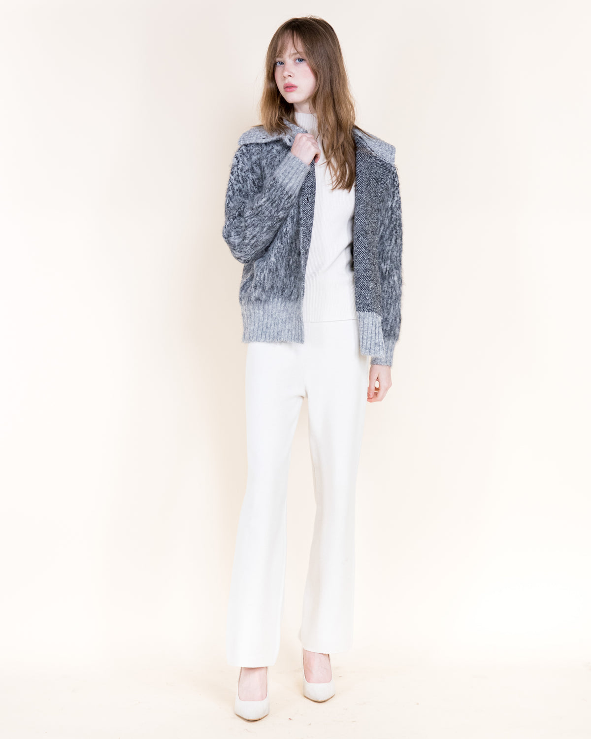 Artic Wool Blend Polo Collar Button Cardigan