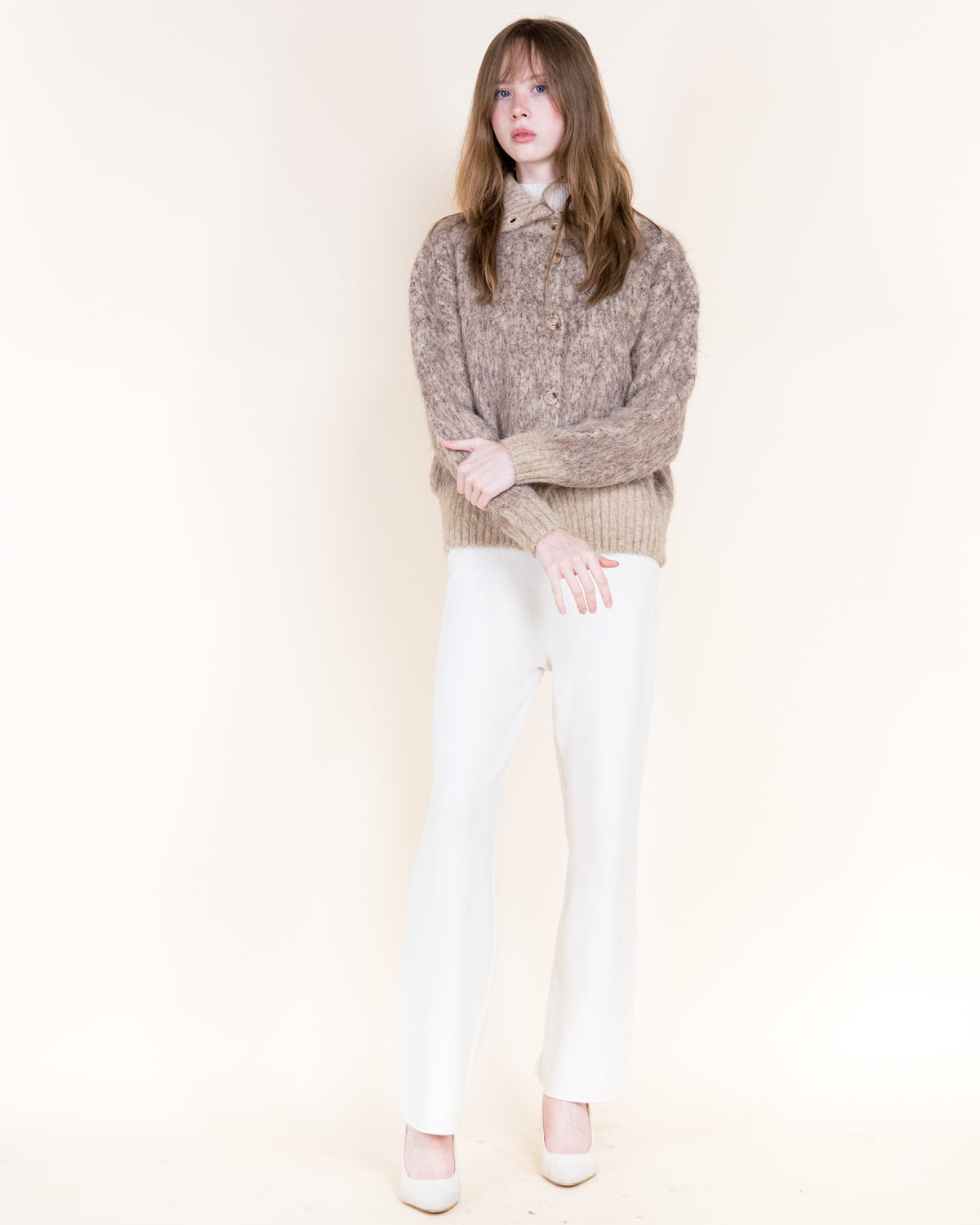 Artic Wool Blend Polo Collar Button Cardigan