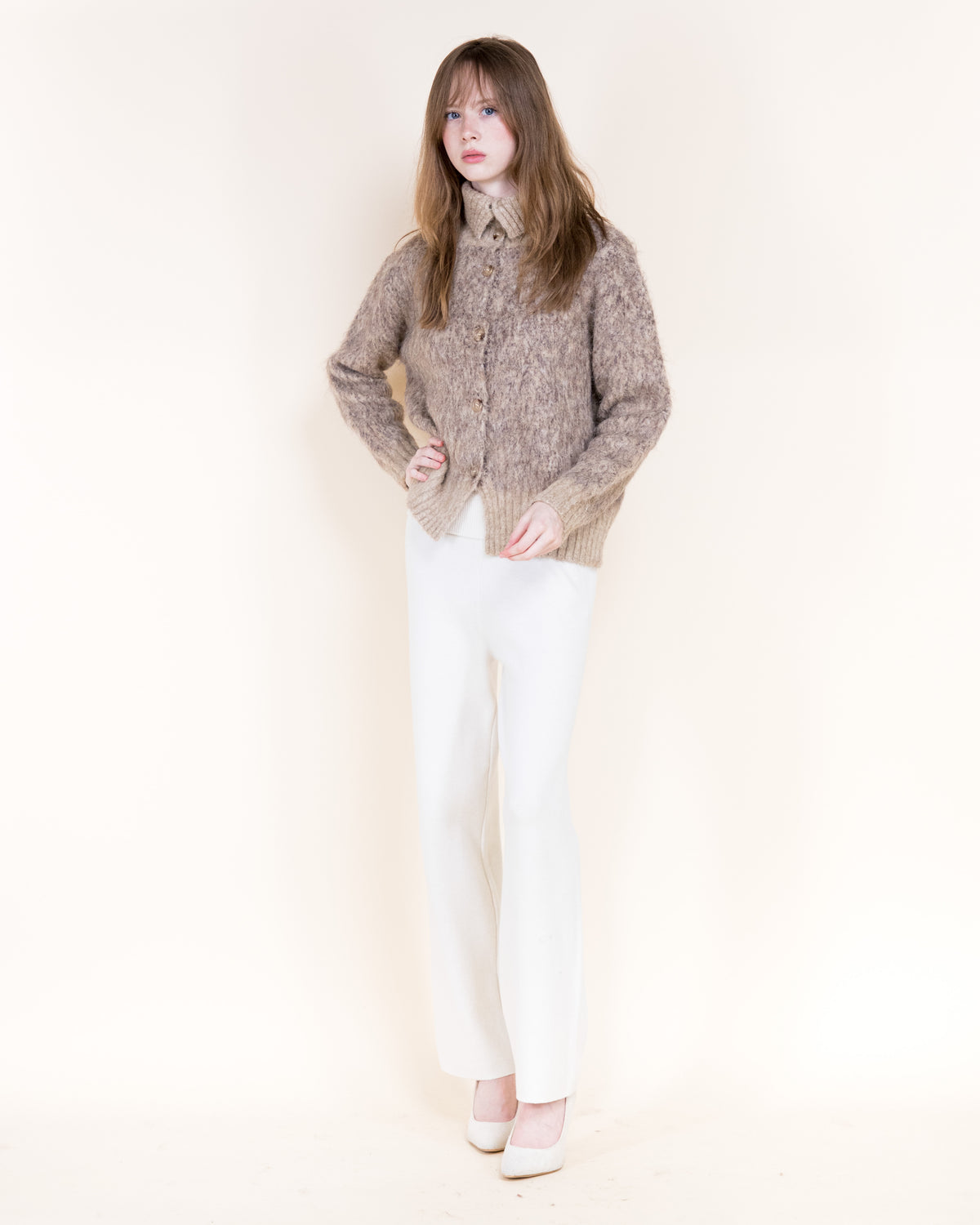 Artic Wool Blend Polo Collar Button Cardigan