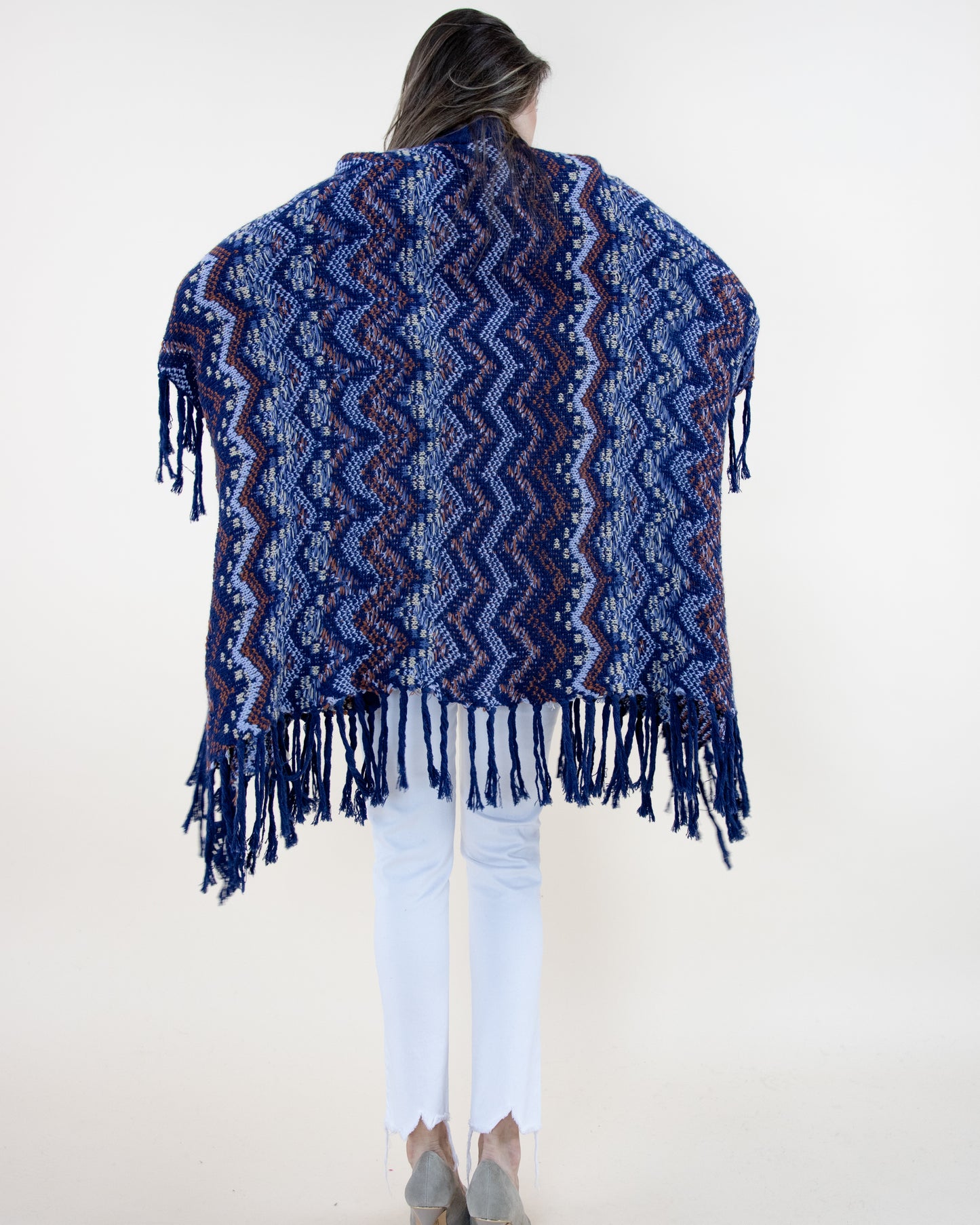 Wavy Knitted Kimono w/ Fringe