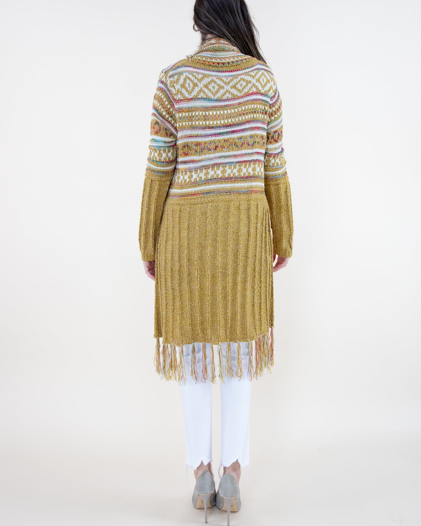 Upper Tribal Stripe Cardigan w/ Fringe - (S/M, L/XL)