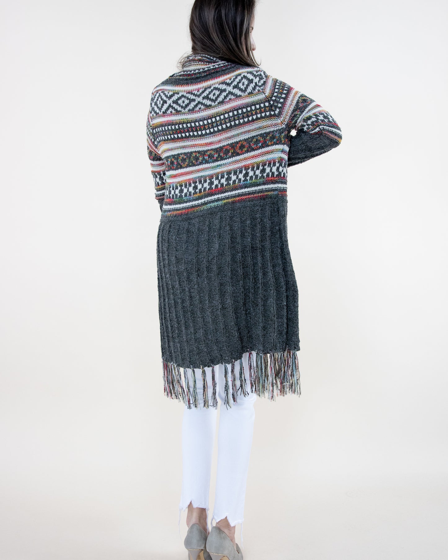 Upper Tribal Stripe Cardigan w/ Fringe - (S/M, L/XL)