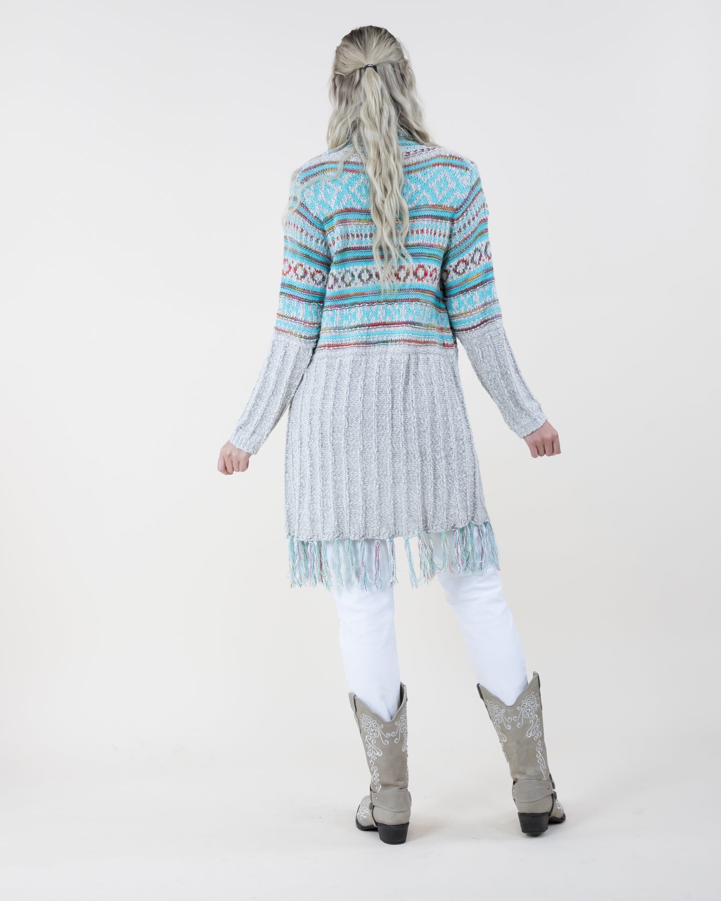 Upper Tribal Stripe Cardigan w/ Fringe - (S/M, L/XL)