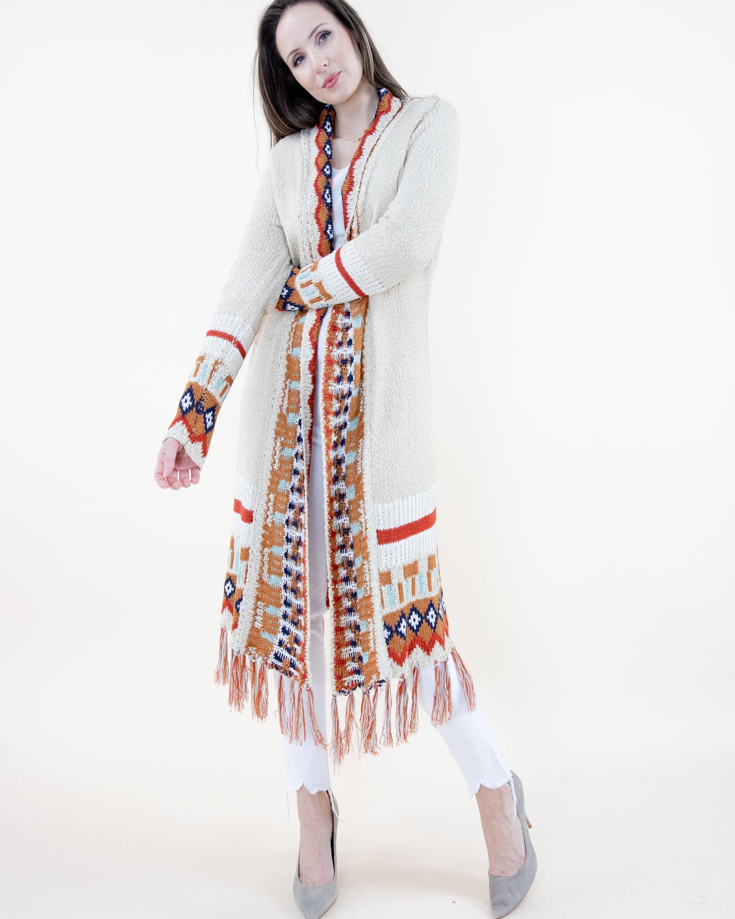 Tribal Cardigan with Fringe