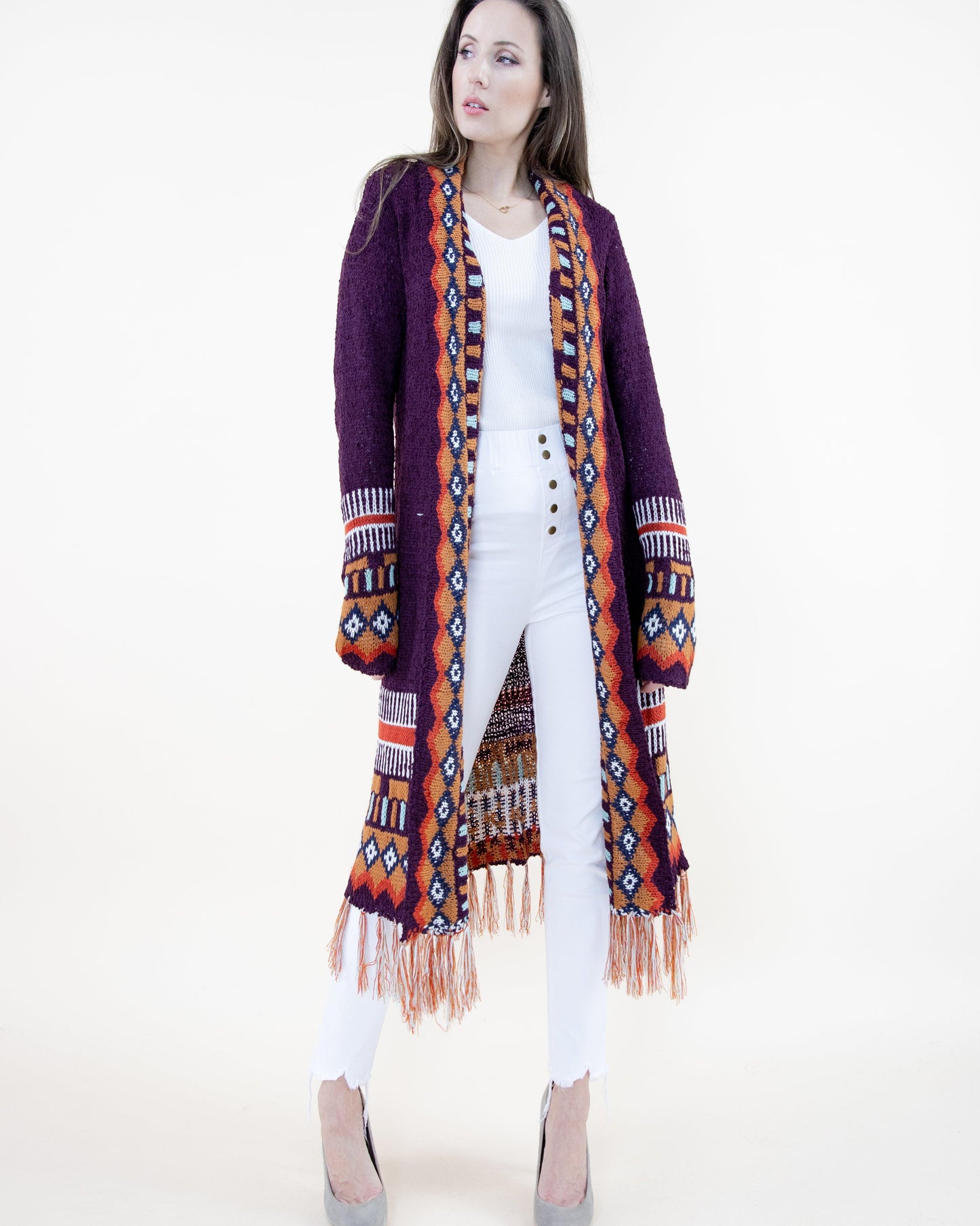 Tribal Cardigan with Fringe