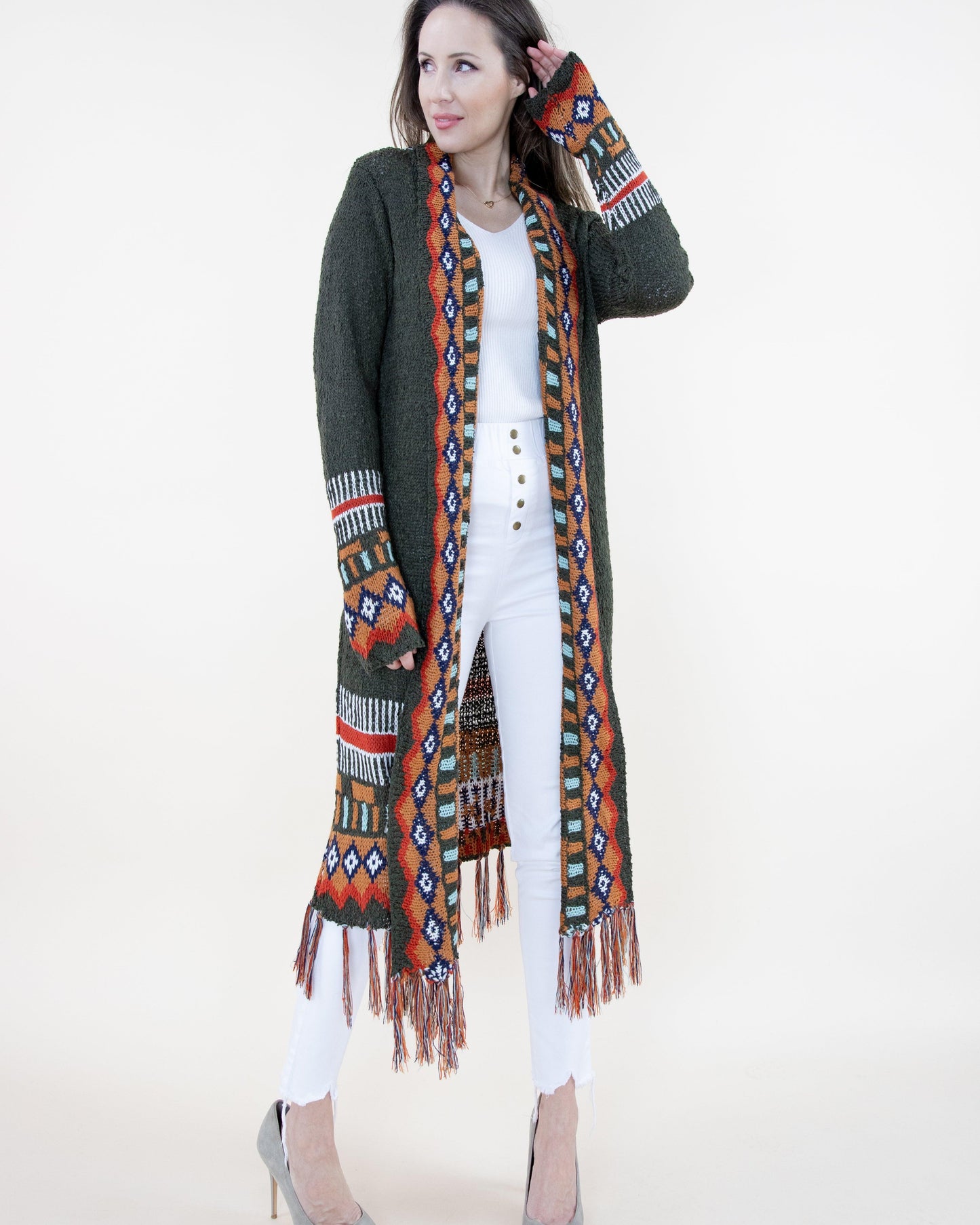 Tribal Cardigan with Fringe