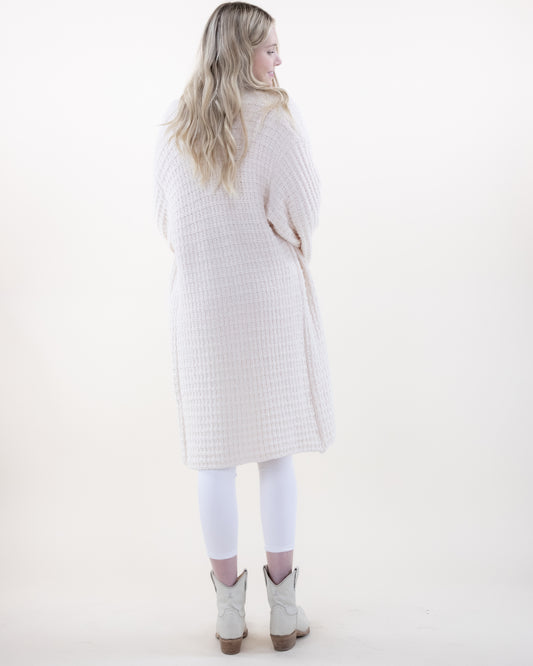 Tile Stitch Duster w/ Ribbed Scalloped Hems