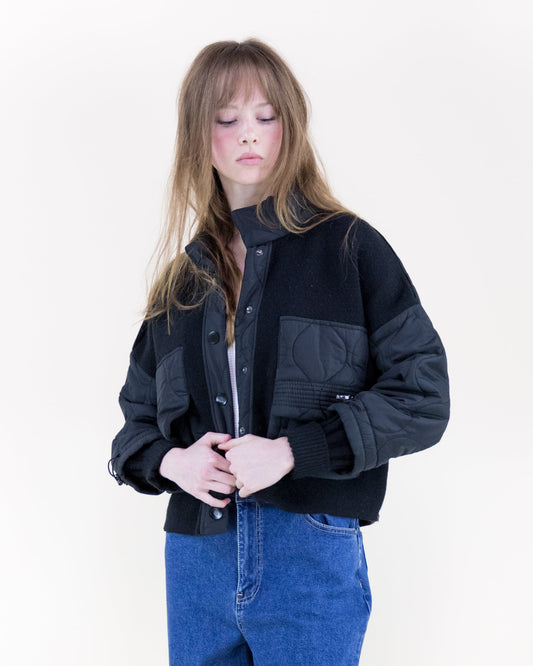 Dual Texture Cozy Bomber Jacket