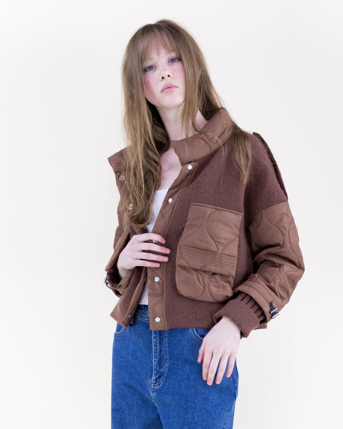 Dual Texture Cozy Bomber Jacket