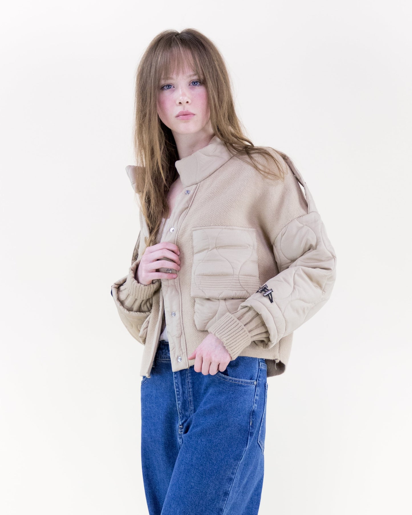 Dual Texture Cozy Bomber Jacket