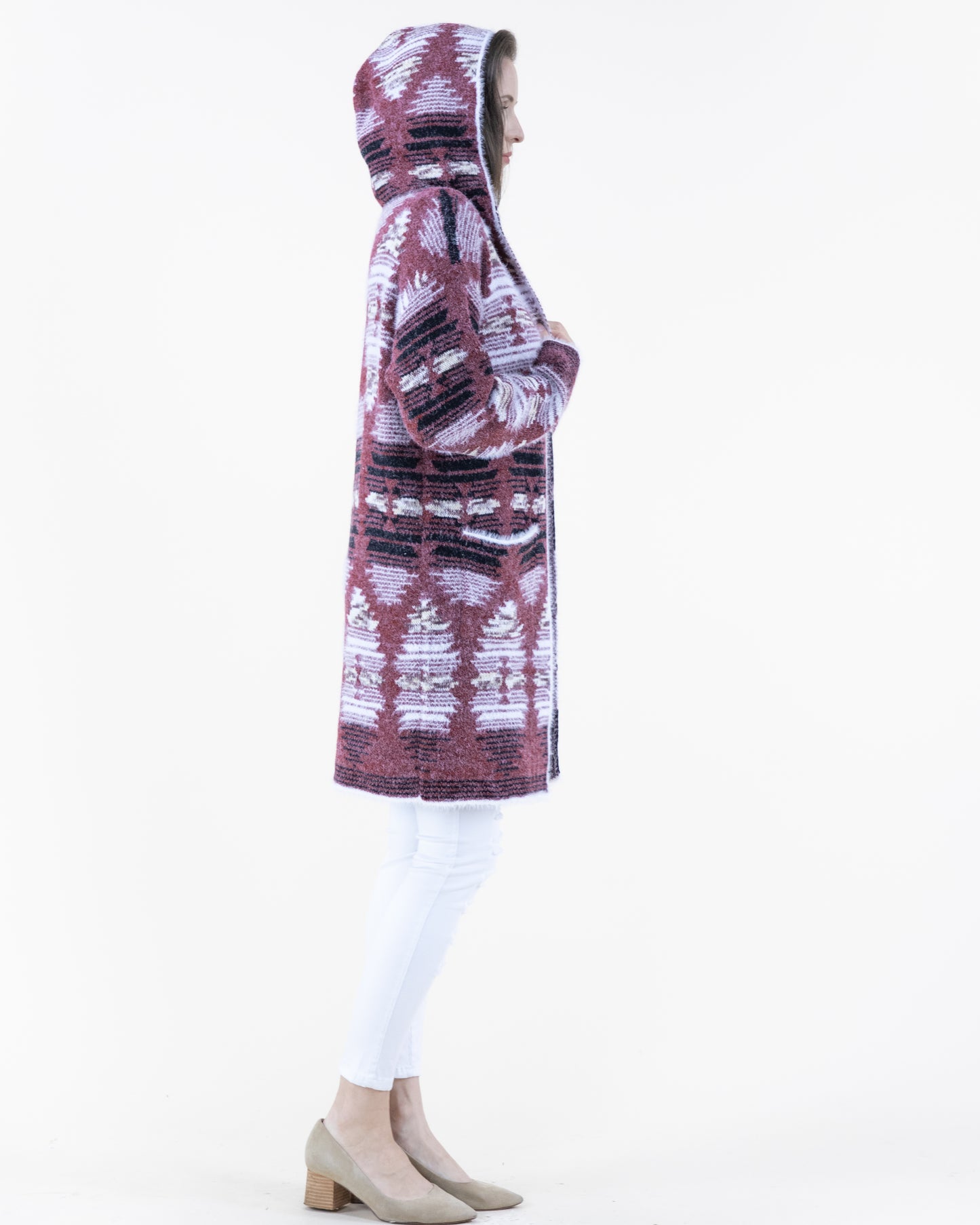Casual Native Print Eyelash Duster Cardigan