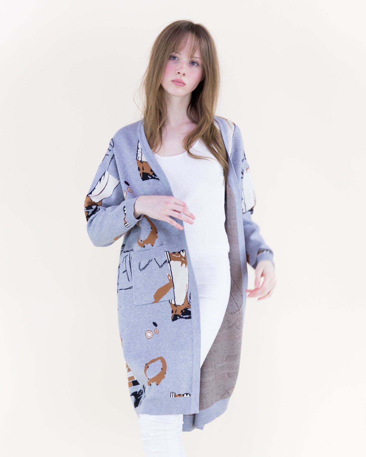 Western Boots Open Front Cardigan