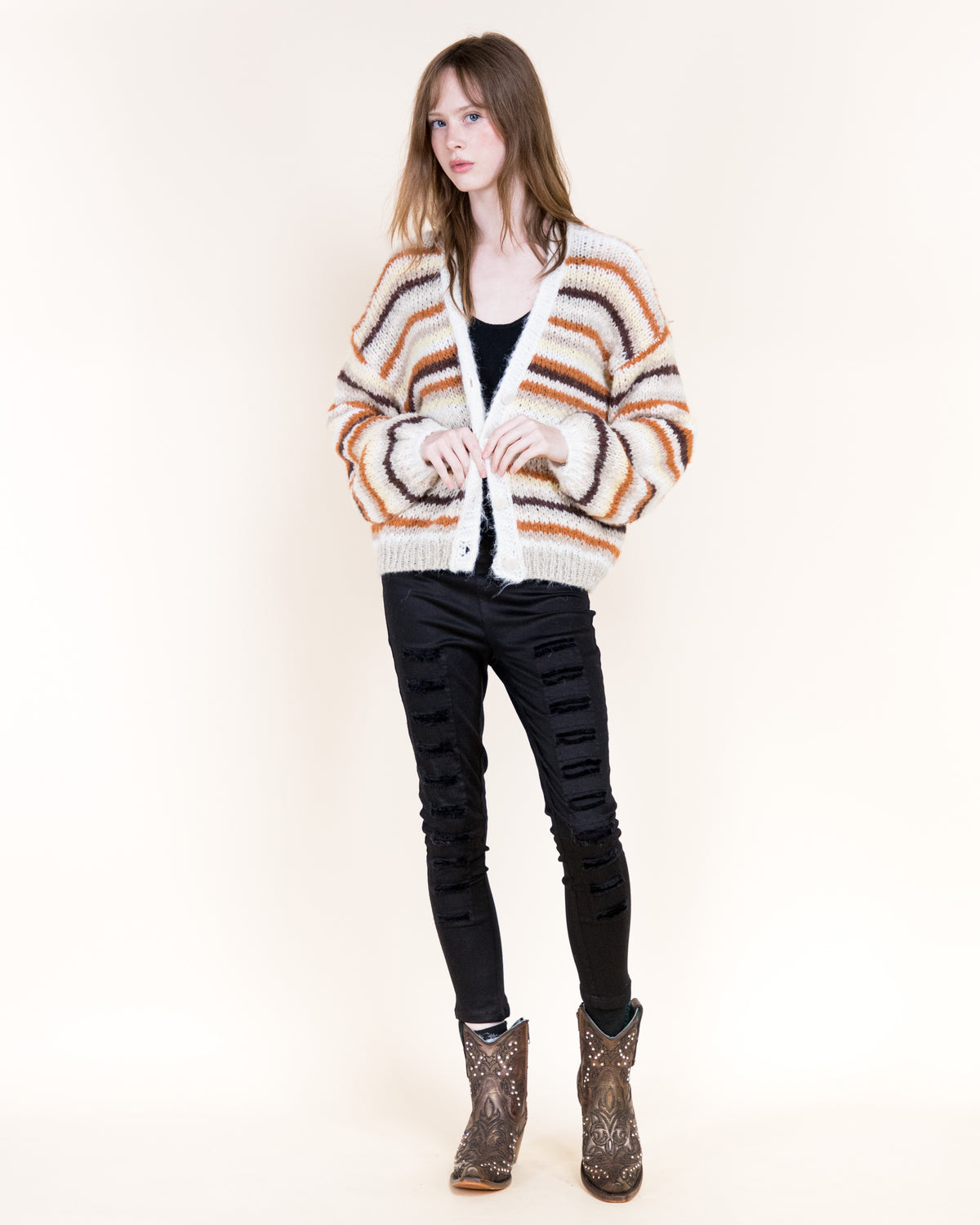 Tierra Stripe Cozy Wool Blend Cardigan