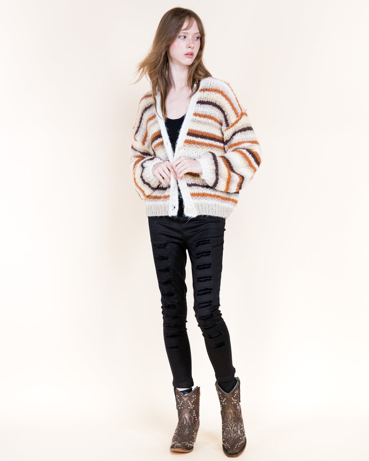 Tierra Stripe Cozy Wool Blend Cardigan